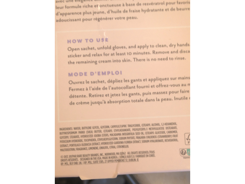 Patchology Renewing Hand Mask, Rose Fingers, 0.54 fl oz/8 mL, 1 Pair