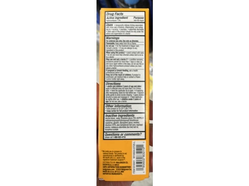 Walgreens Maximum Strength Scalp Relief Anti-Itch Liquid, Hydrocortisone 1%, Vitamin E, 2.5 fl oz/74 mL