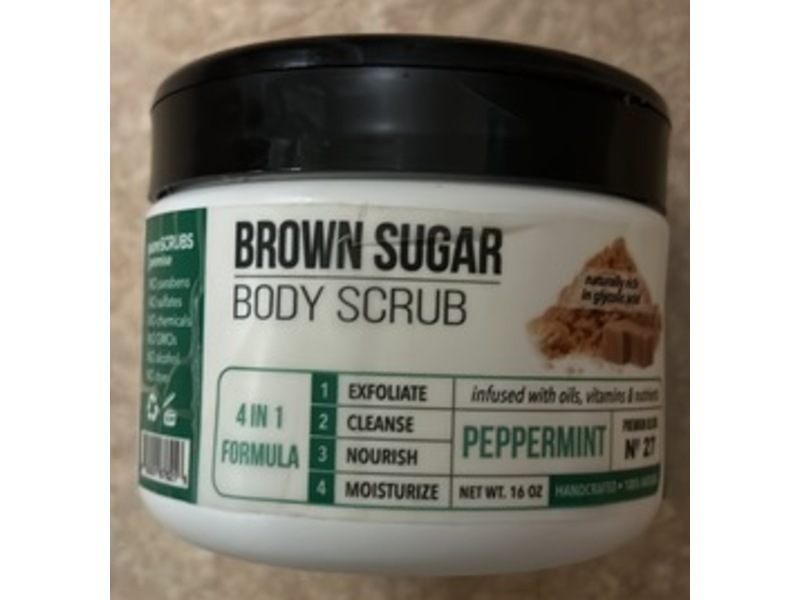 Purescrubs Brown Sugar Body Scrub, Peppermint, 16 oz