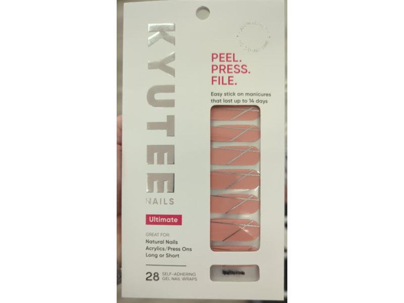 Kyutee Nails Peel. Press. File. Instant Gel Polish, Ballerina,28 Count