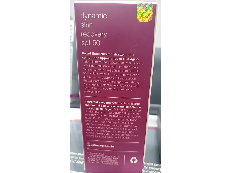 Dermalogica Dynamic Skin Recovery Revitalizing + Defending Daily Moisturizer, SPF 50, 3.4 fl oz/100 mL