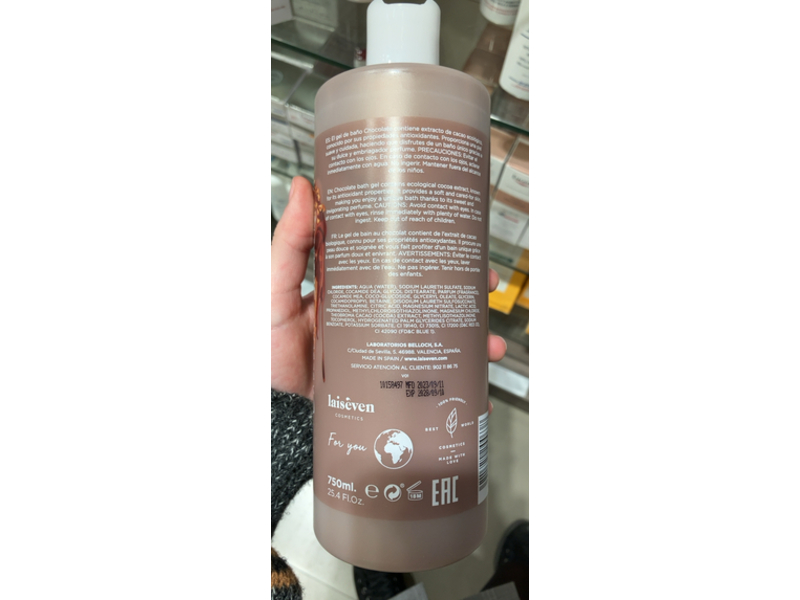 Laiseven Shower Gel, Chocolate, 25.4 fl oz/750 mL