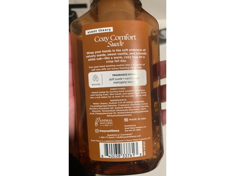 Scent Theory Foaming Hand Soap, Cozy Comfort Suede, 11 fl oz/325 mL
