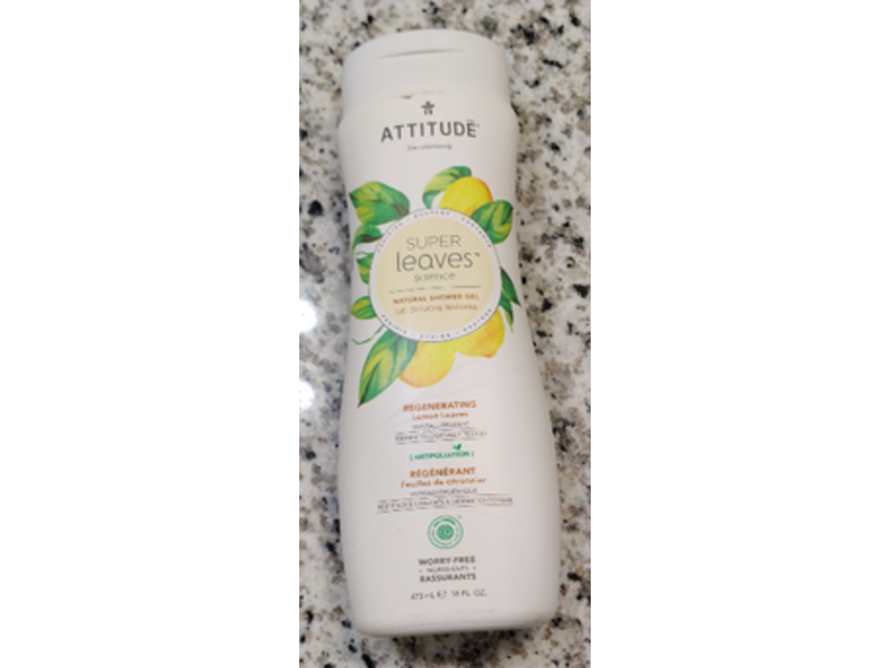 Attitude Super Leaves Natural Shower Gel, Lemon Leaves, 16 fl oz/473 mL