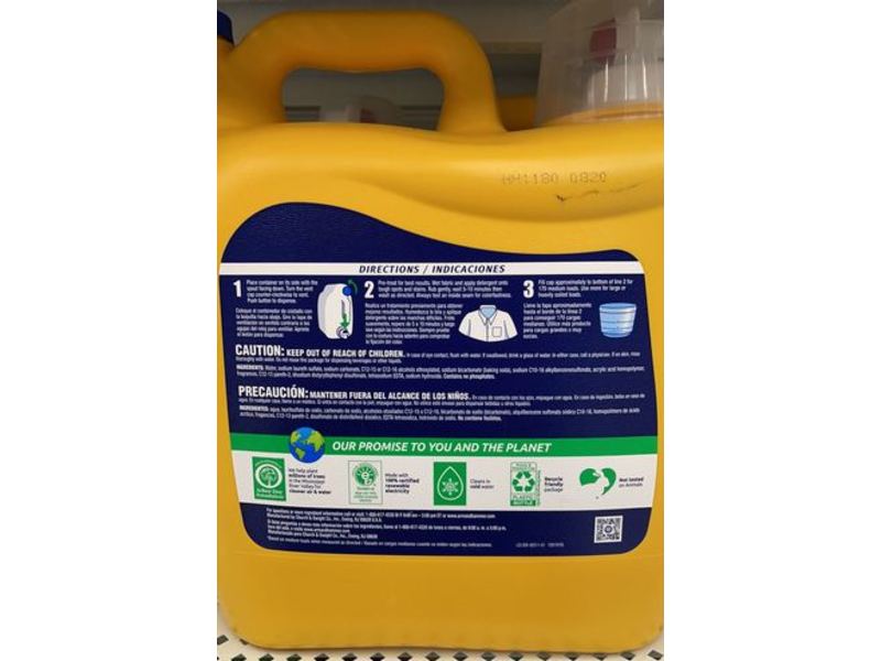 Arm & Hammer Sensitive Skin Liquid Laundry Detergent, Fresh Scent, 255 fl oz/7.54 L/170 loads