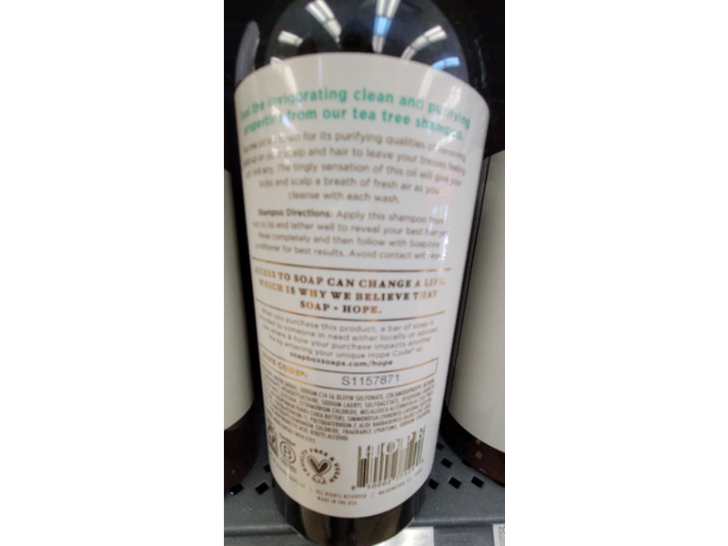 Soapbox Clean & Purify Shampoo, Tea Tree, 33.8 fl oz/1 L