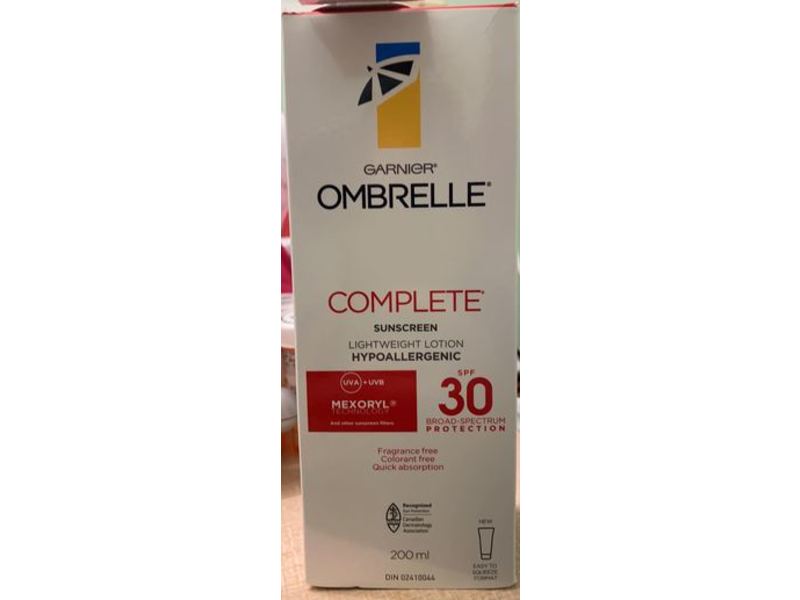 Garnier Ombrelle Complete Sunscreen Lightweight Lotion, Fragrance Free, SPF 30, 200 mL