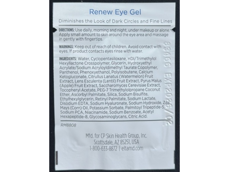 EltaMD Skincare Renew Eye Gel, 0.07 fl oz/2 g