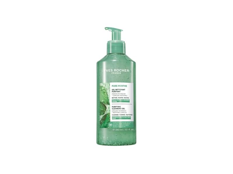 Yves Rocher Purifying Cleansing Gel, Organic Peppermint Methcone Complex, 13.1 fl oz/390 mL