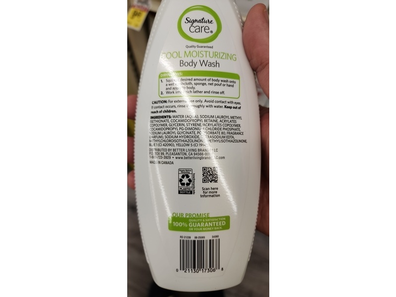 Signature Care Cool Moisturizing Body Wash, Cucumber & Green Tea, 22 fl oz/651 mL