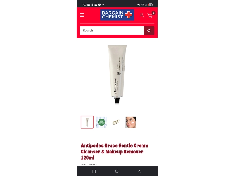 Antipodes Grace Gentle Cream Cleanser & Makeup Remover, 120ml