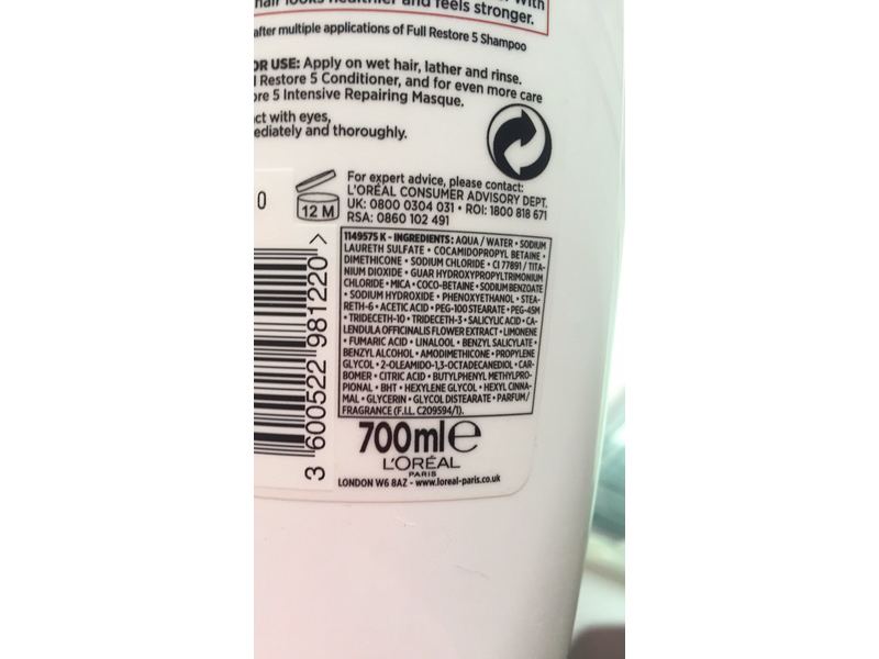 L'Oreal Elvive Full Restore 5 Repairing Shampoo, 700 mL