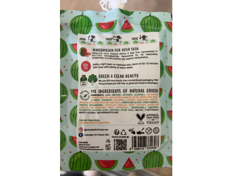 Everyday For Future Face Mask, Splashymelon, 1.35 fl oz/40 mL