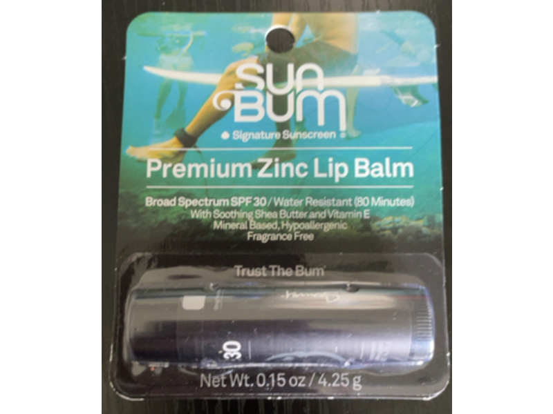 Sun Bum Signature Sunscreen Premium Zinc Lip Balm, SPF 30, 0.15 oz/4.25 g