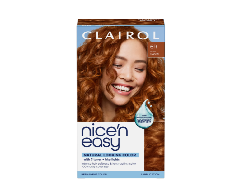 Clairol Nice'n Easy 3 Tones+Highlights Permanent Hair Color, 6R Light Auburn, 1 Application