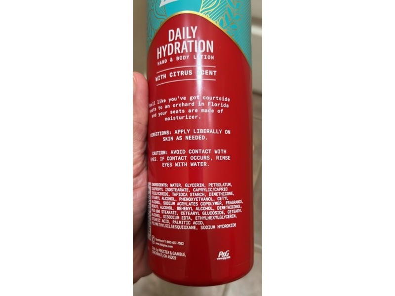 Old Spice Pure Sport Daily Hydration Hand & Body Lotion, Citrus Scent, 16 fl oz/473 mL, 4 Pack