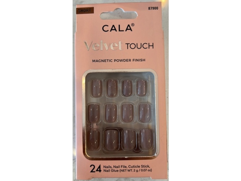 CALA Velvet Touch Magnetic Powder Finish Nails Kit, Short Square Taupe, 24 Count