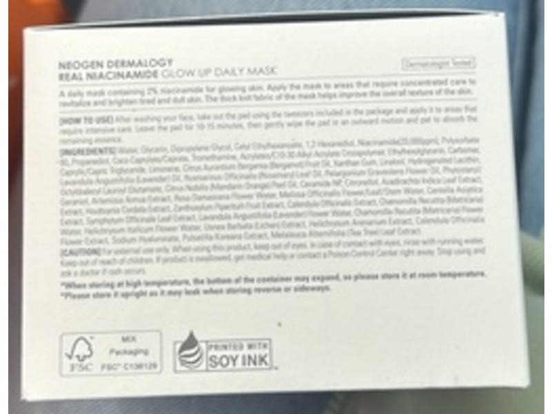 Neogen Dermalogy Real Niacinamide Glow Up Daily Mask, 6.1 fl oz/180 mL, 40 Count