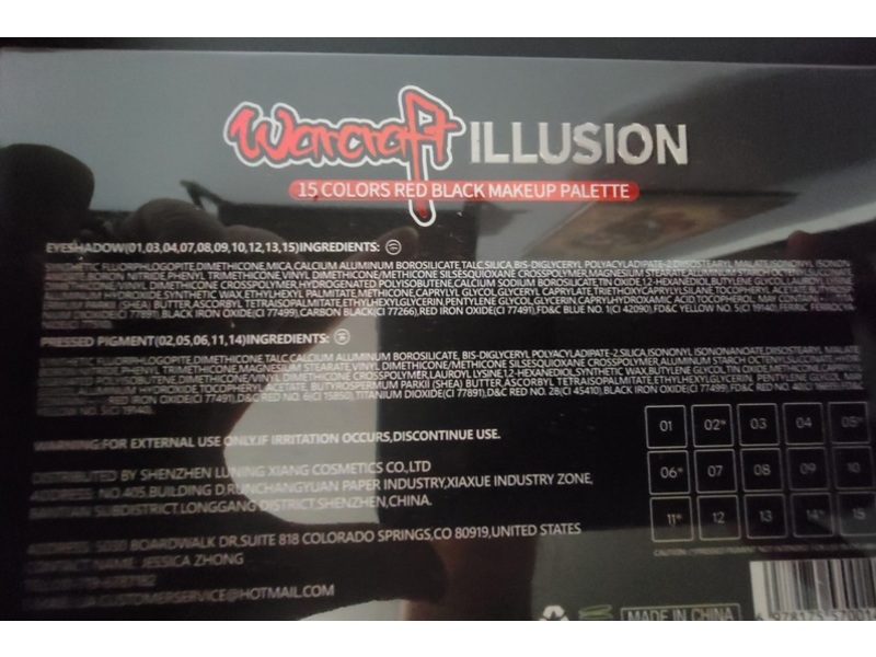 De'Lanci Warcraft Illusion 15 Colors Makeup Palette, Red Black