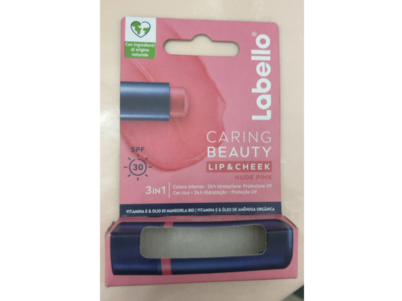 Labello Caring Beauty 3 In 1 Lip & Cheek, Nude Pink, SPF 30, 4.8 g