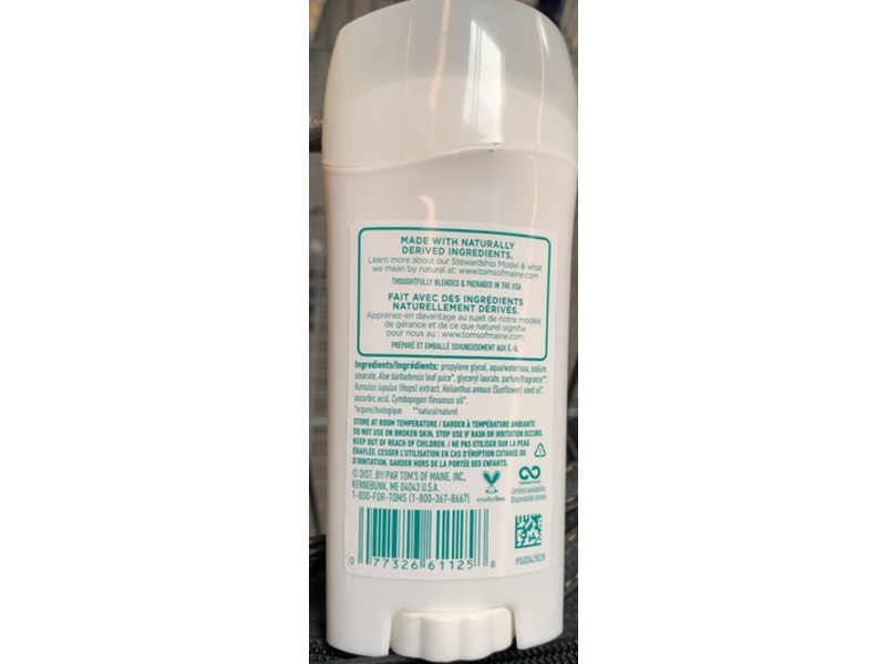 Tom's of Maine Natural Long-Lasting Deodorant, Fresh Apricot, 2.25 oz/64 g