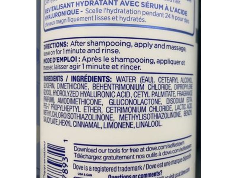 Dove Hair Therapy Conditioner, Hydration Spa Hyaluronic Serum, 13.5 fl oz / 400 ml