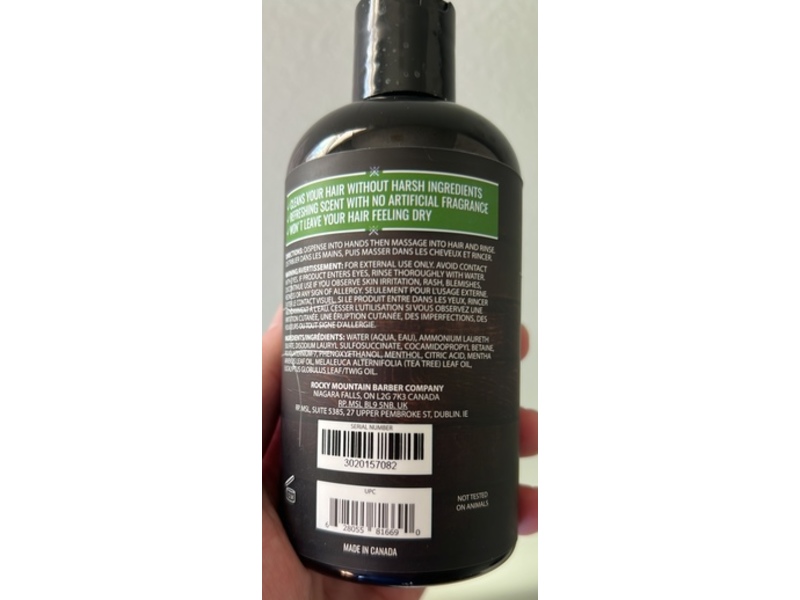 Rocky Mountain Barber Company Daily Use Shampoo, Forest Mint, Peppermint + Eucalyptus, 8 fl oz/237 mL