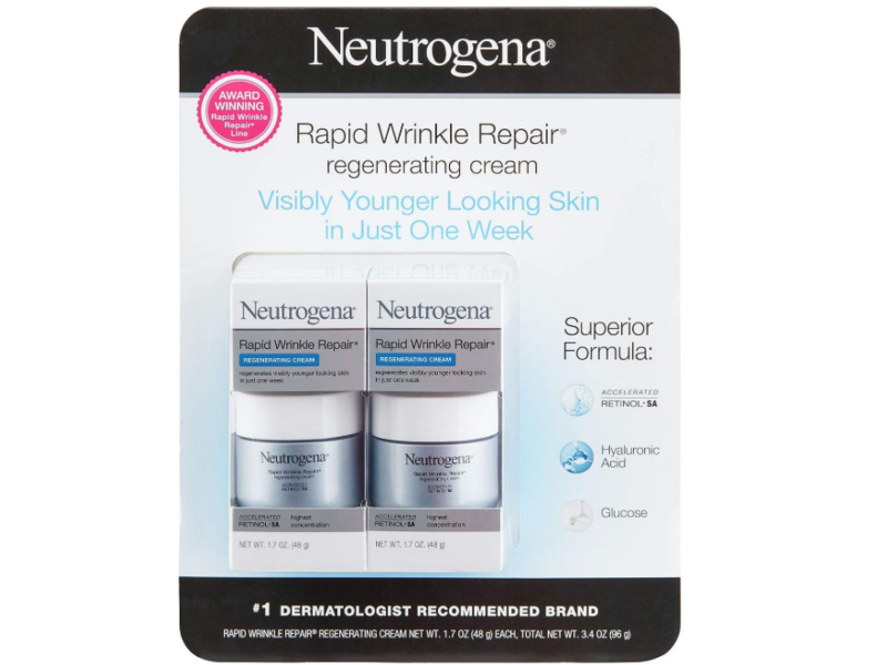 Neutrogena Rapid Wrinkle Repair Retinol Regenerating Cream, 1.7 oz/48 g, Pack Of 2