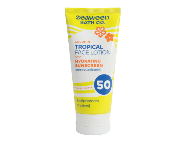 Seaweed Bath Co. Tropical Face Lotion Hydrating Sunscreen, SPF 50, Coconut, 3 fl oz/89 mL