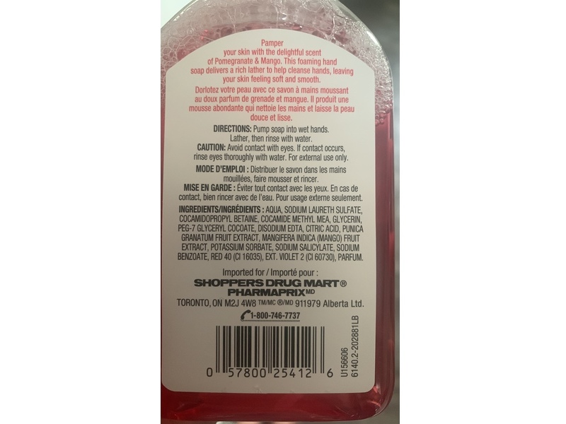 Life Brand Foaming Hand Soap, Pomegranate & Mango, 250 mL