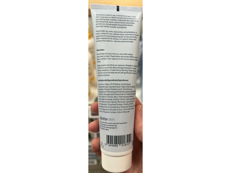 Dottir Skin Icelandic Mineral Sunscreen, SPF 50+, 3 fl oz/88 mL