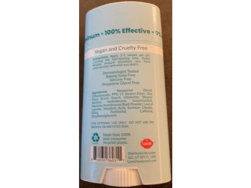 Lume Solid Stick Deodorant, Unscented, 2.6 oz/75 g