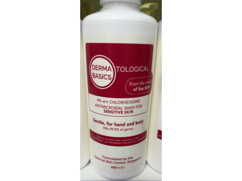 Dermatological Basics 4% w/v Chlorhexidine Antimicrobial Wash, 500 mL