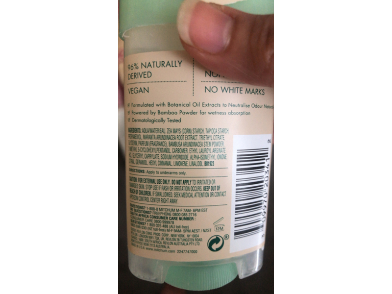 Mitchum Natural Power Gel Cream Deodorant, Lime & Eucalyptus, Bamboo Powder, 63 g