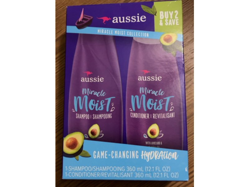 Aussie Miracle Moist Shampoo & Conditioner Set, Avocado & Australian Jojoba Oil, 12.1 fl oz/360 mL
