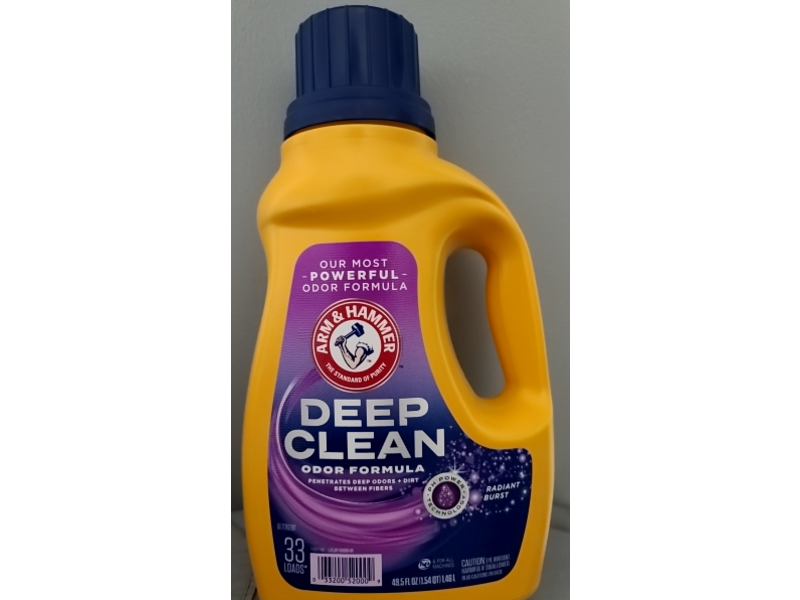 Arm & Hammer Deep Clean Odor Formula Liquid Laundry Detergent, Radiant Burst, 33 Loads, 49.5 fl oz/1.46 L