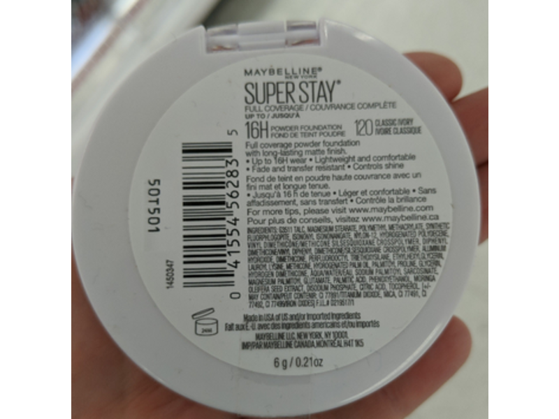Maybelline New York Super Stay Full Coverage Powder Foundation, Classic Ivory, 0.21 oz/6 g