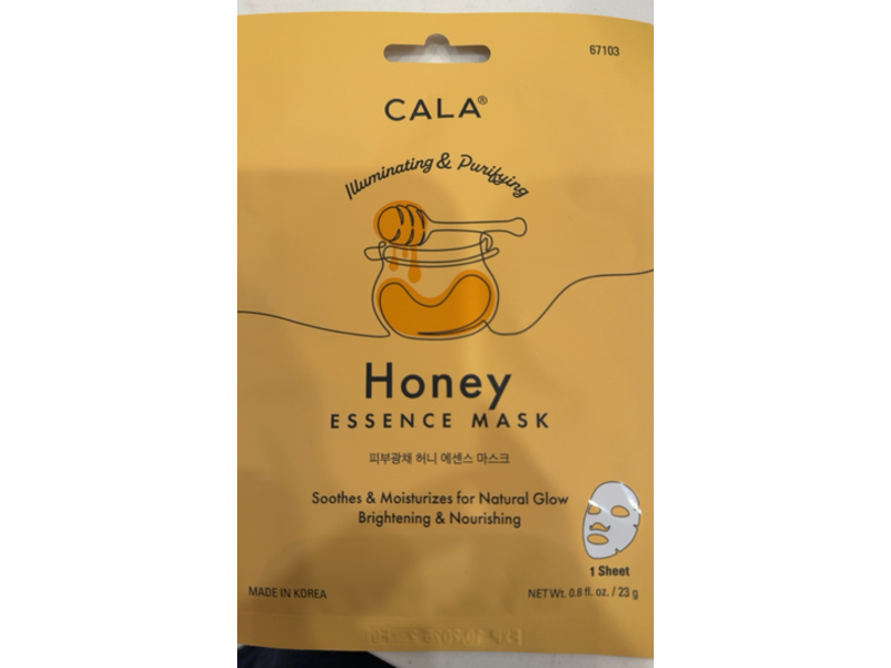 Cala Illuminating & Purifying Essence Mask, Honey, 0.8 fl oz/23 g, Pack Of 5