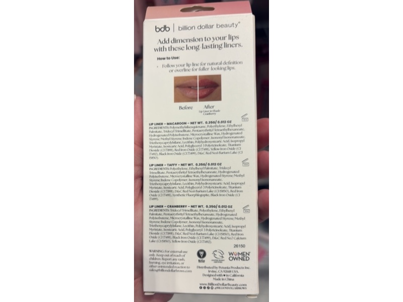 Billion Dollar Beauty Lip Liner Trio, 0.012 oz/0.35 g