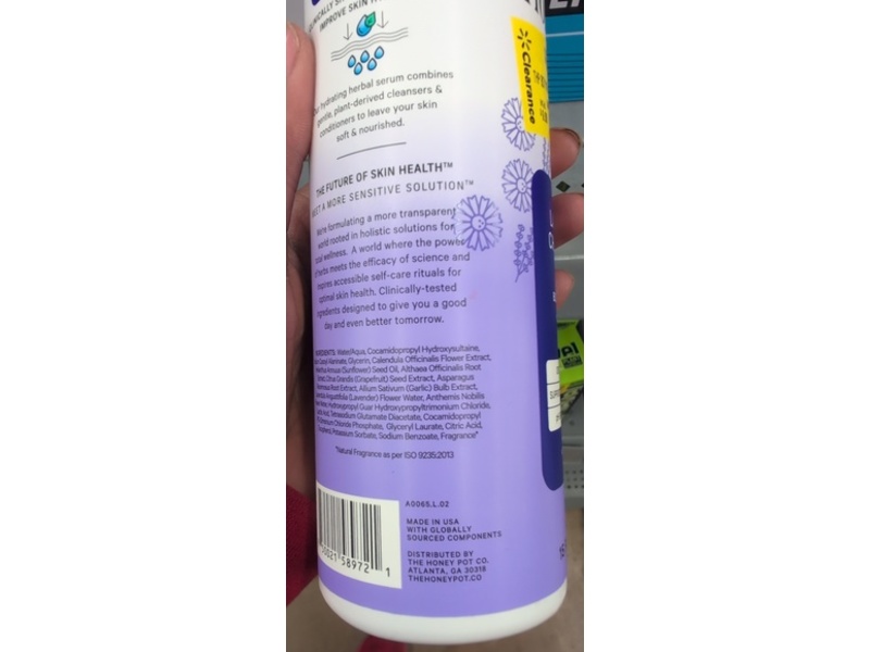 The Honey Pot Company Body Cleanser, Lavender Chamomile, 15 fl oz/443 mL