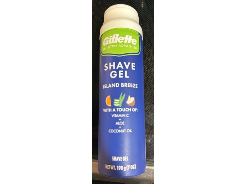 Gillette Shave Gel, Island Breeze, Vitamin C + Aloe & Coconut Oil, 7 oz/198 g, Pack Of 3
