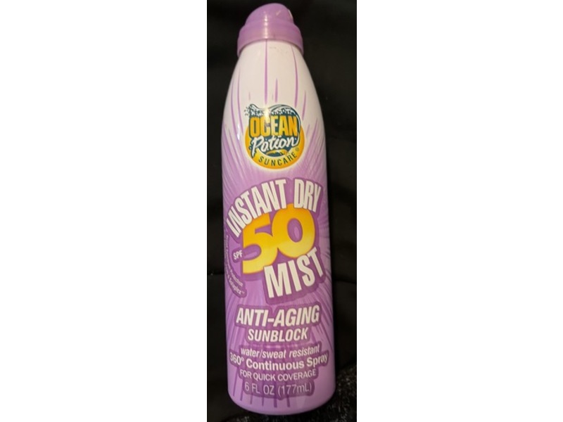 Ocean Potion Anti-Aging Sunblock Instant Dry Mist, SPF 50, 6 fl oz/177 mL