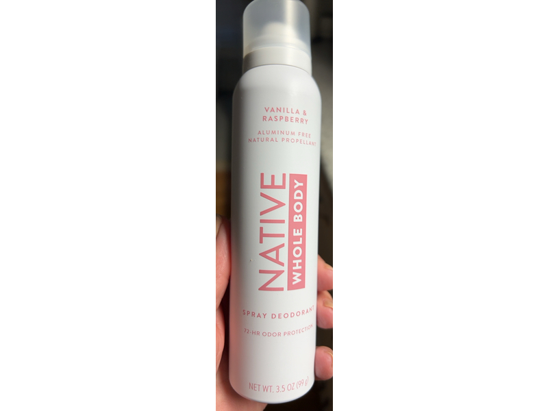 Native Whole Body Deodorant Spray, Vanilla & Raspberry, 3.5 oz/99 g