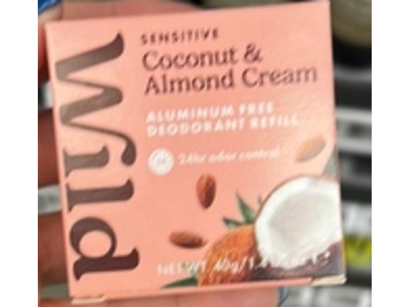 Wild Deodorant Refill, Coconut & Almond Cream, 1.4 oz/40 g