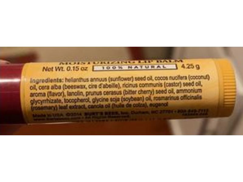 Burt's Bees Moisturizing Lip Balm, Wild Cherry, 0.15 oz/4.25 g