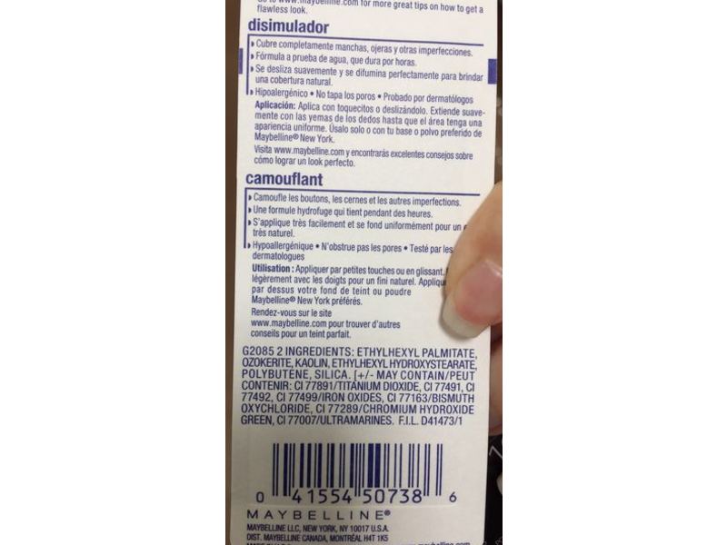 Maybelline Cover Stick Concealer, White, 0.16 oz/4.5 g