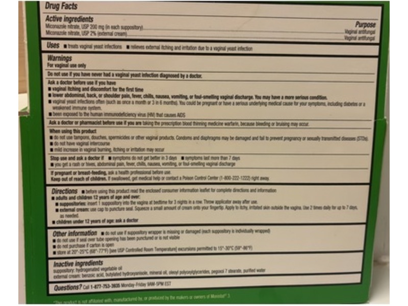CVS Health Vaginal Antifungal M-Zole 3 Suppositories & Cream, USp 200 MG Plus, USP 2%, 32 fl oz/9 g