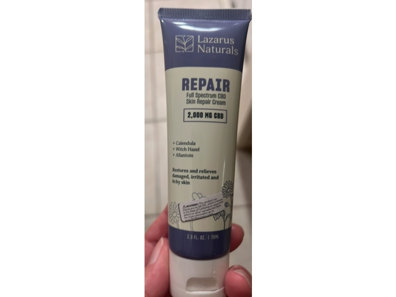 Lazarus Naturals Full Spectrum CBD Skin Repair Cream, Repair, 2.5 fl oz/75 mL