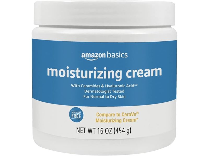 Amazon Basics Moisturizing Cream, Ceramides & Hyaluronic Acid, 16 oz/454 g, Pack Of 2