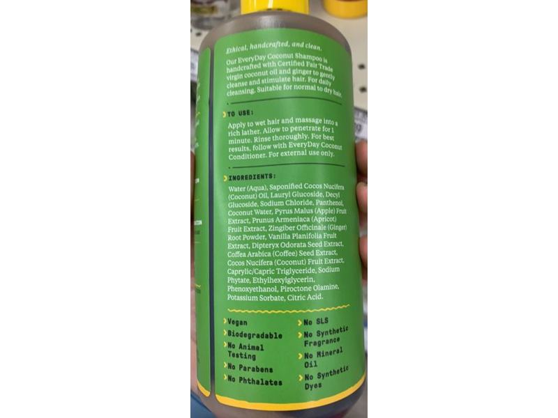 Alaffia Everyday Coconut Shampoo, Purely Coconut, 16 fl oz/473 mL